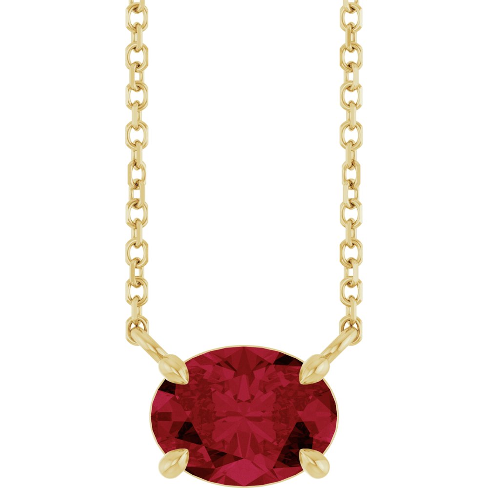 14K Yellow Lab-Grown Ruby 18" Necklace