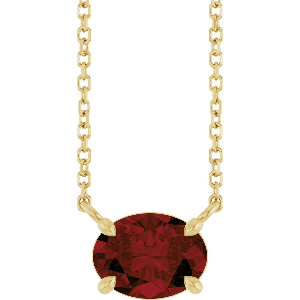 14K Yellow Natural Mozambique Garnet 18" Necklace