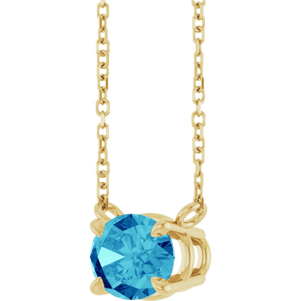 14K Yellow Gold Natural Blue Zircon 18" Necklace