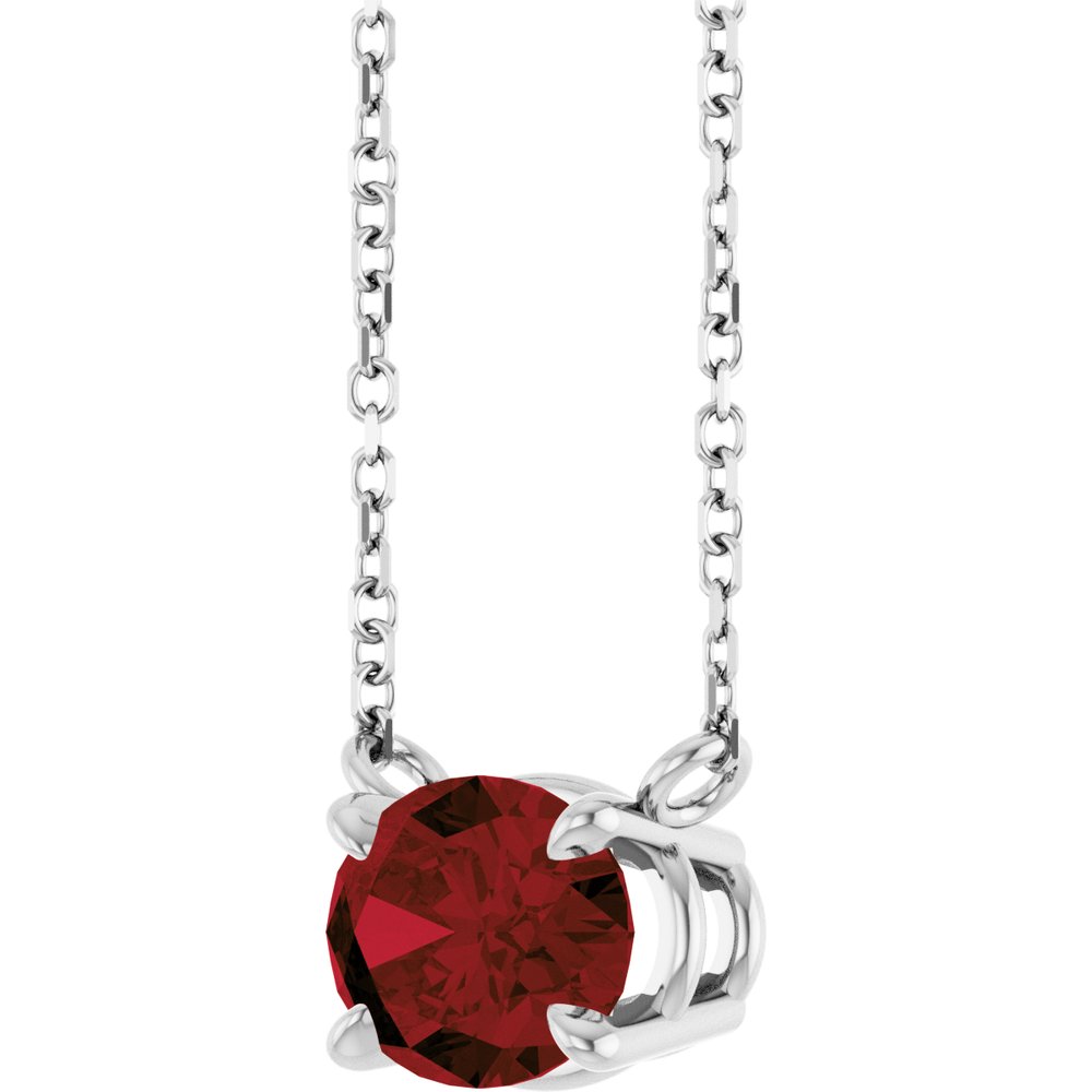 Sterling Silver Natural Mozambique Garnet 18" Necklace