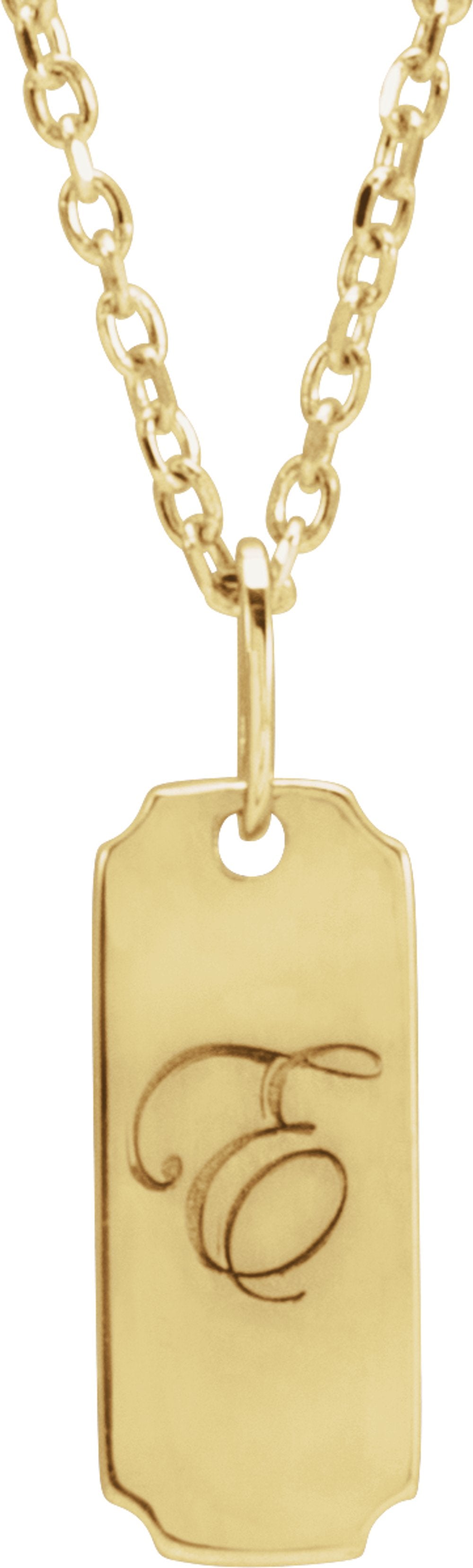 14K Yellow Gold Engravable Dog Tag 16-18" Necklace