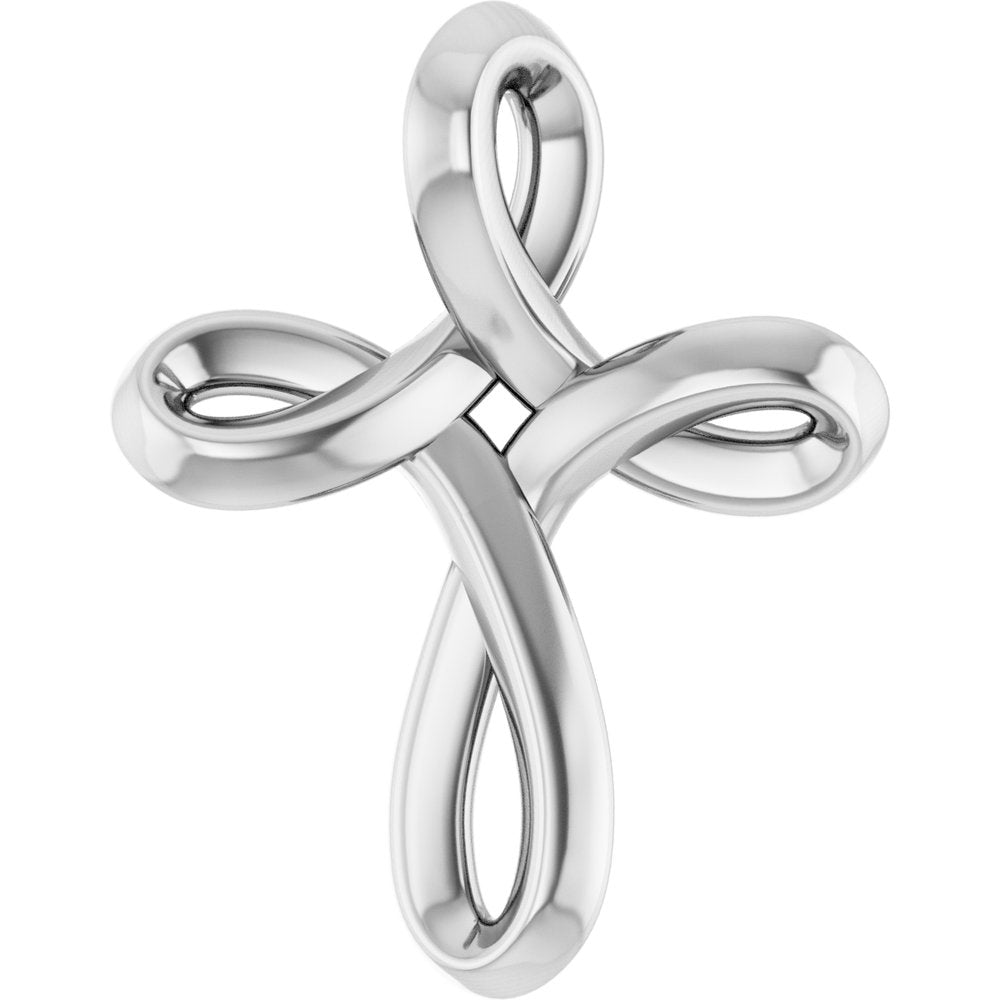 14K White Gold Freeform Cross Pendant