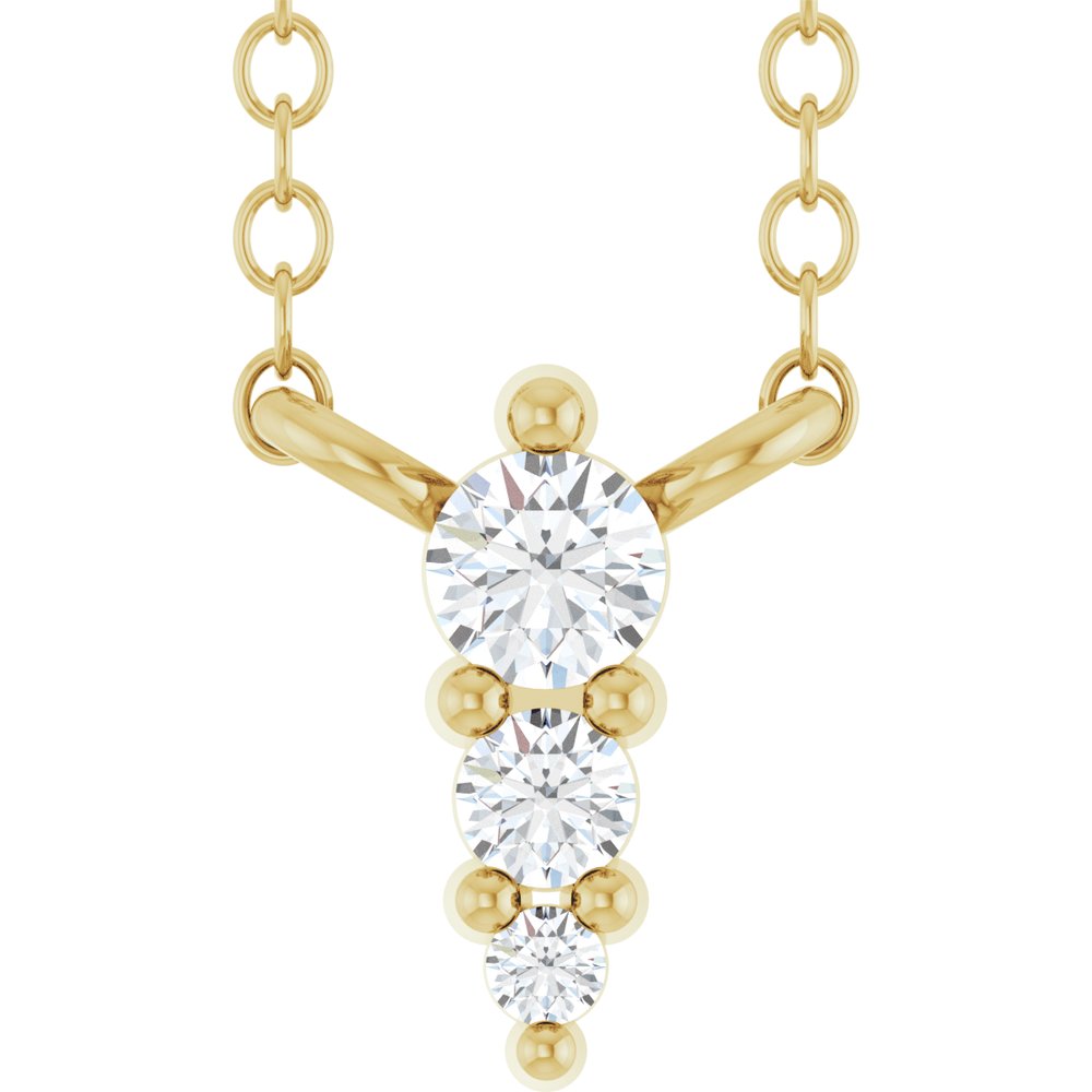 14K Yellow Gold .05 CTW Lab-Grown Diamond Graduated 18" Necklace
