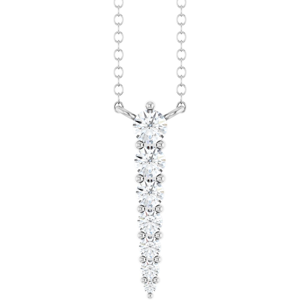 14K White 1/6 CTW Natural Diamond Graduated 18" Necklace