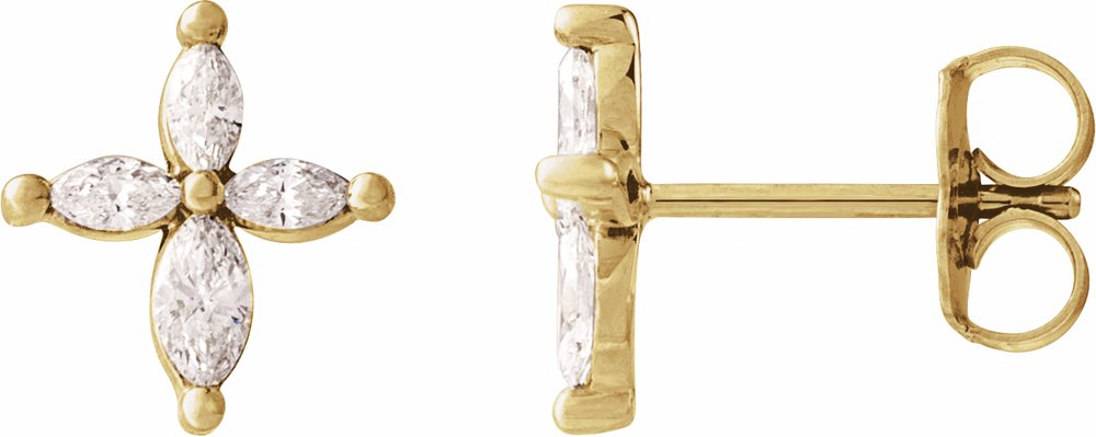 14K Yellow 1/3 CTW Natural Diamond Cross Earrings