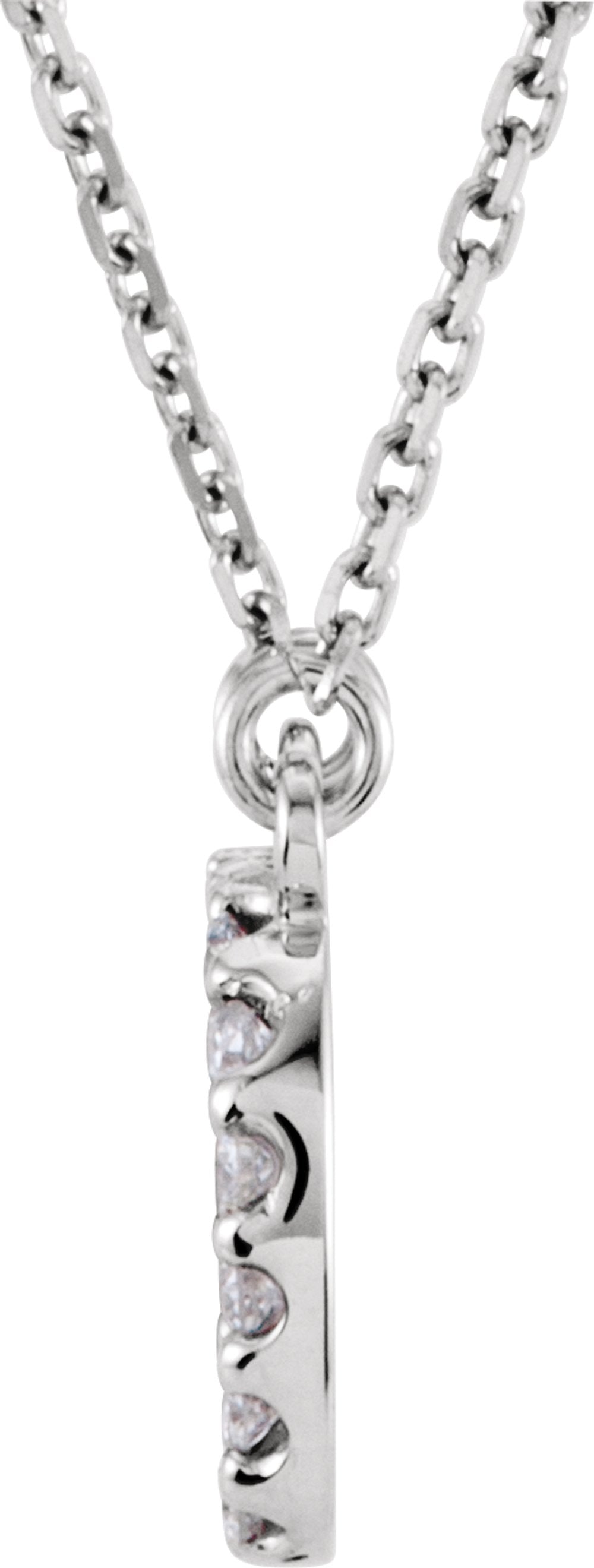 14K White 1/8 CTW Natural Diamond Initial D 16" Necklace
