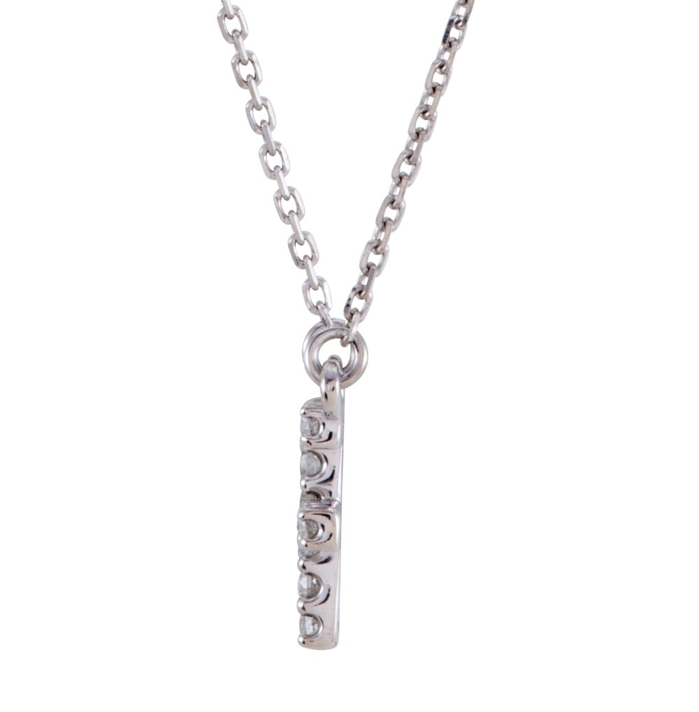 14K White Gold 1/8 CTW Natural Diamond Initial F 16" Necklace