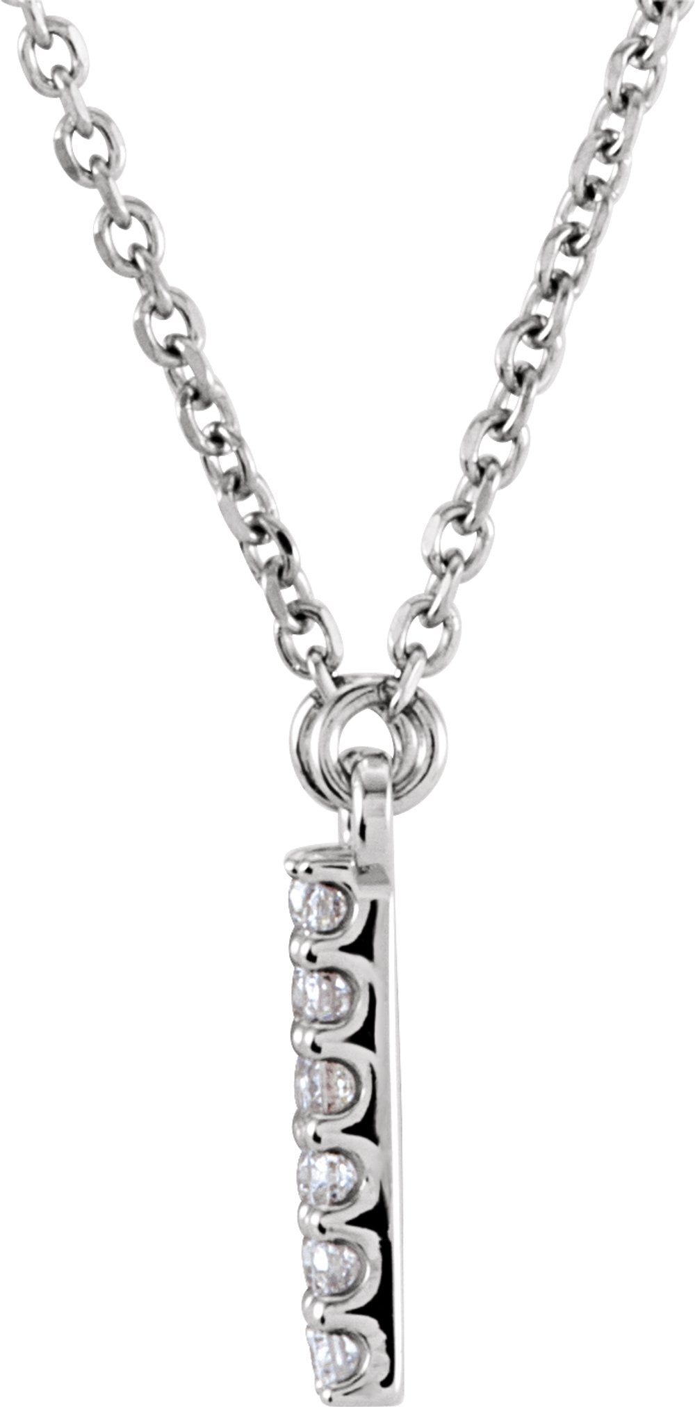 14K White Gold 1/8 CTW Natural Diamond Initial H 16" Necklace