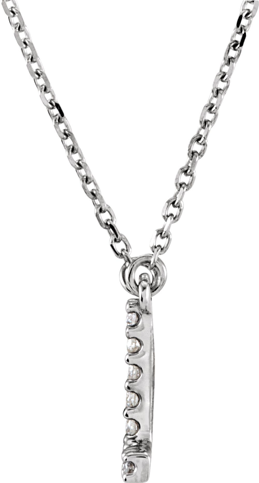 14K White Gold .08 CTW Natural Diamond Initial L 16" Necklace