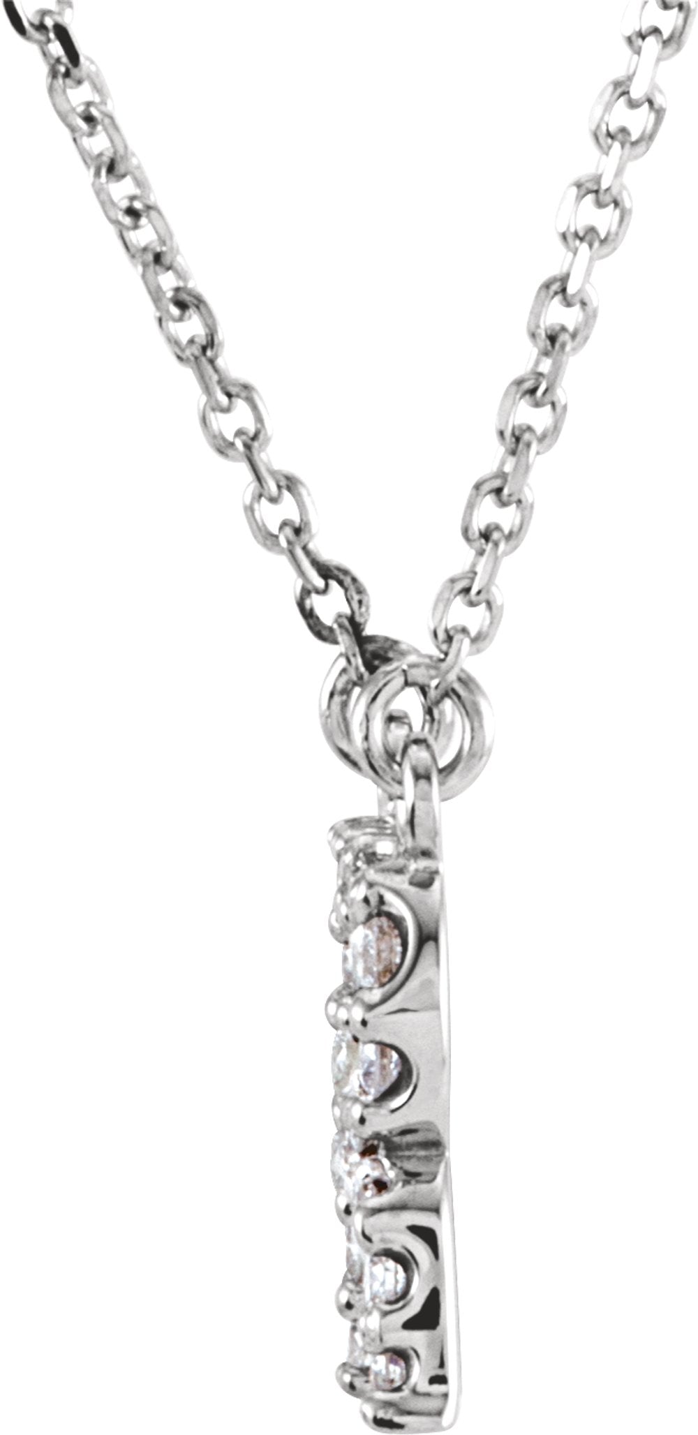 14K White Gold 1/8 CTW Natural Diamond Initial R 16" Necklace