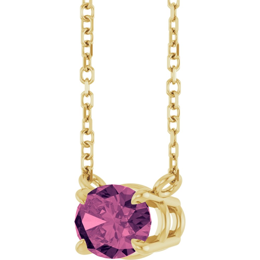 14K Yellow Natural Pink Tourmaline 18" Necklace