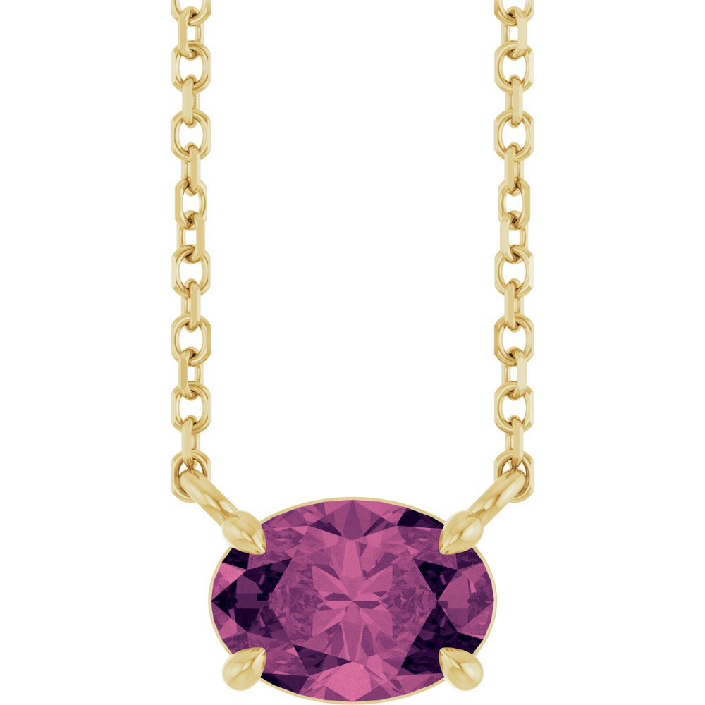 14K Yellow Natural Pink Tourmaline 18" Necklace