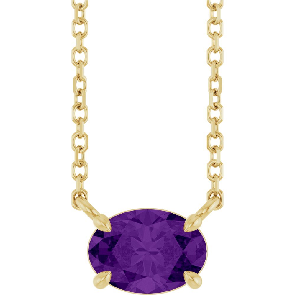 14K Yellow Gold Natural Amethyst 18" Necklace