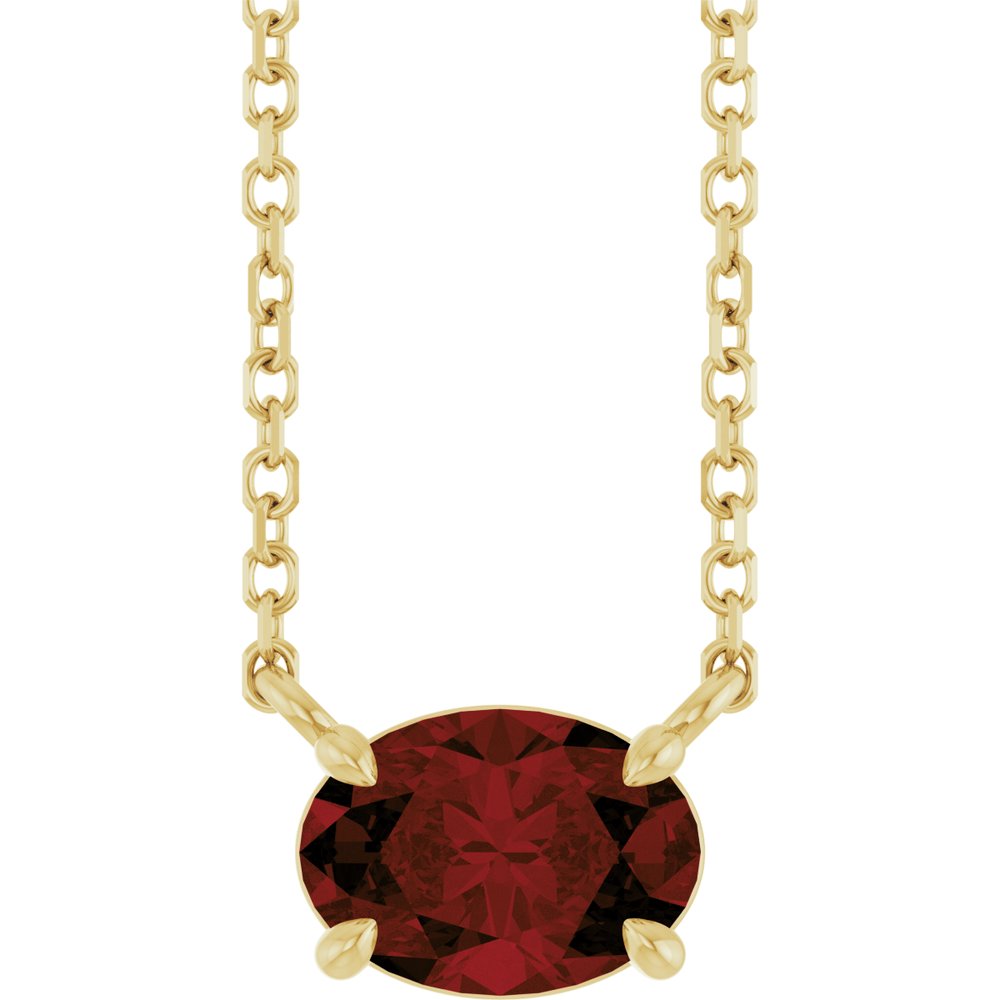 14K Yellow Natural Mozambique Garnet 18" Necklace