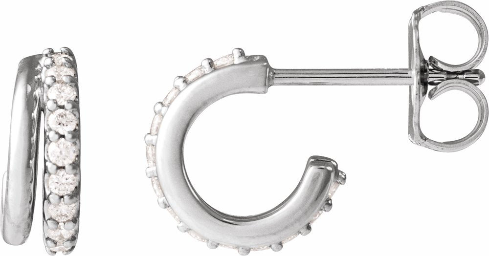 14K White Gold 1/6 CTW Natural Diamond Hoop Earrings