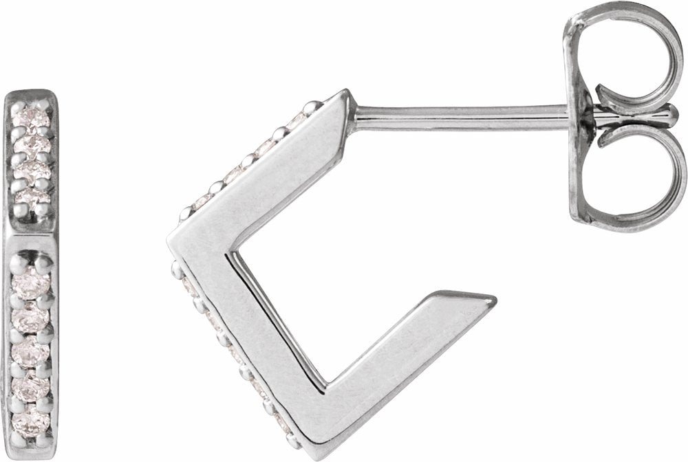14K White Gold .07 CTW Natural Diamond Geometric Earrings