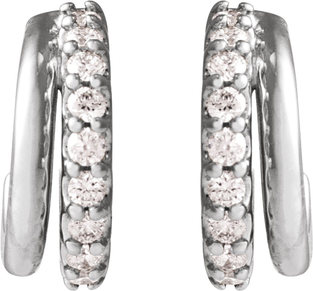 14K White 1/6 CTW Lab-Grown Diamond Hoop Earrings