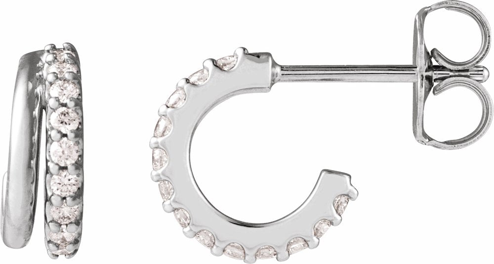 14K White 1/6 CTW Lab-Grown Diamond Hoop Earrings