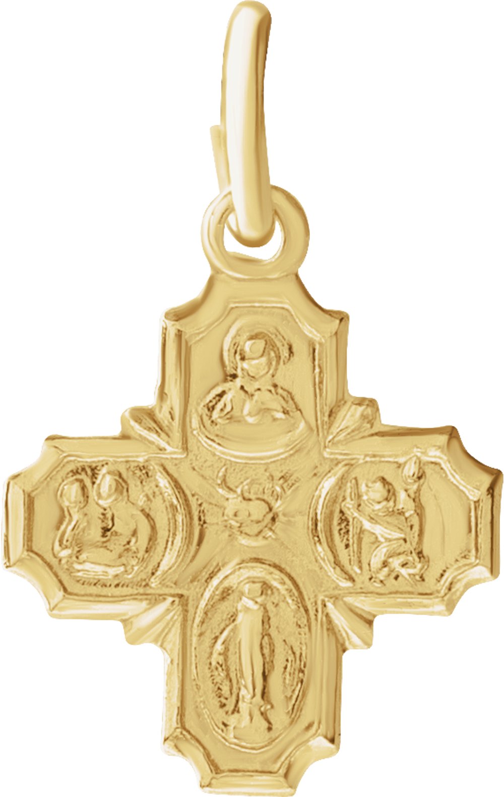 14K Yellow 8x8 mm Four-Way Cross Medal