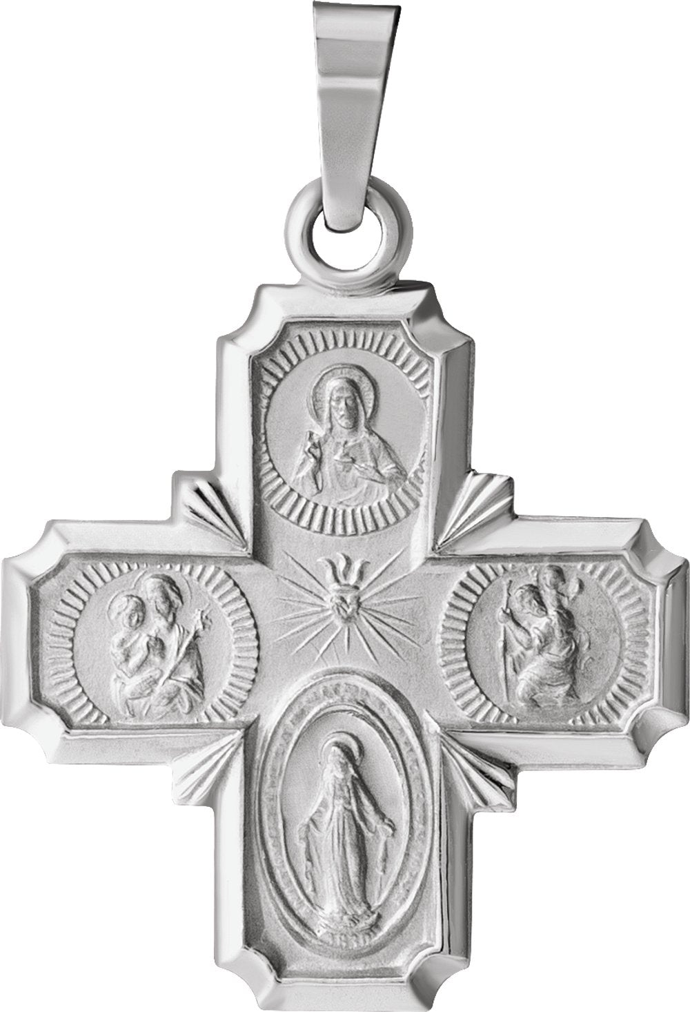 Sterling Silver 18x18 mm Four-Way Cross Medal