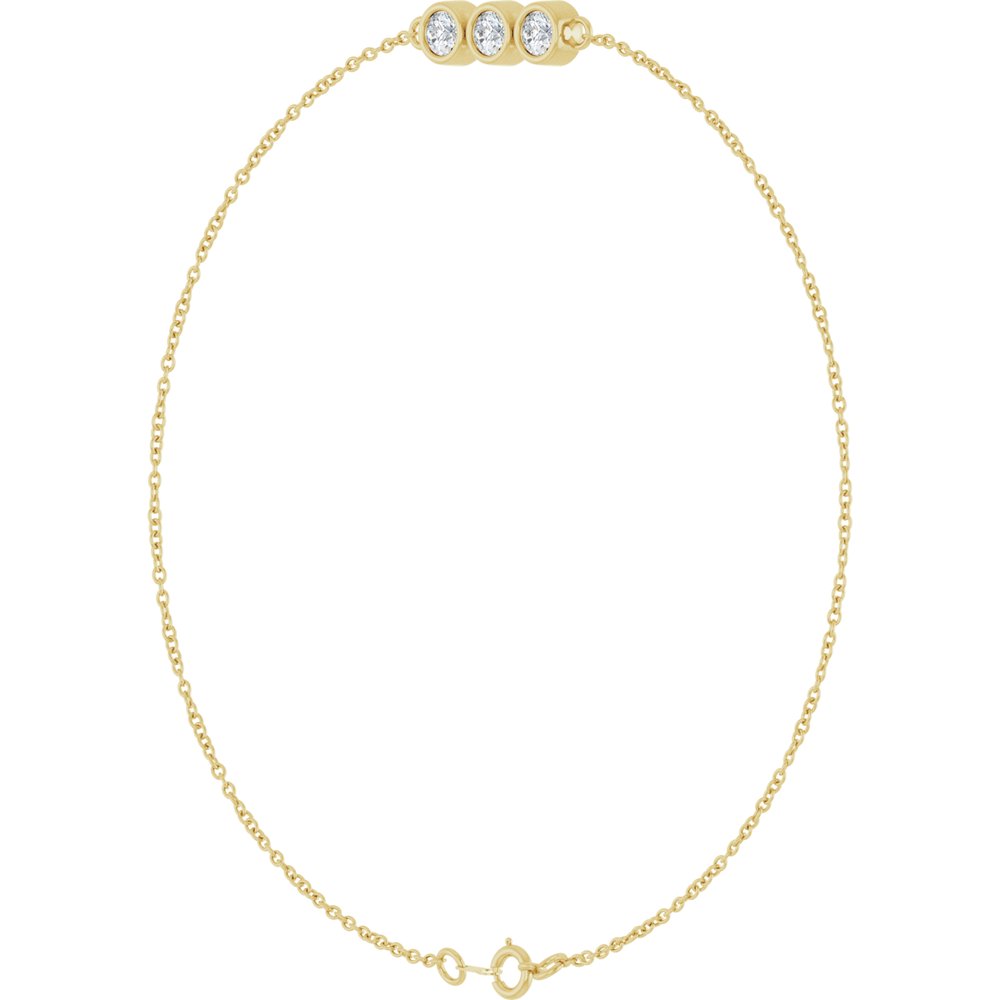 14K Yellow Gold 1/4 CTW Lab-Grown Diamond Three-Stone Line 7" Bracelet