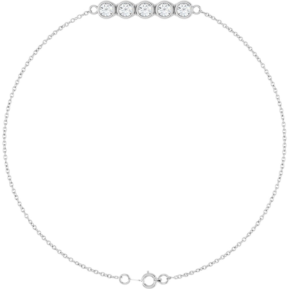 14K White Gold 1/2 CTW Lab-Grown Diamond Five-Stone Line 7" Bracelet