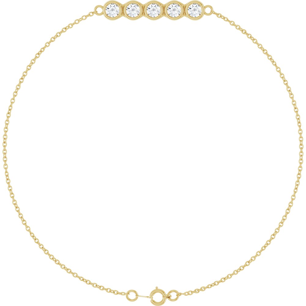 14K Yellow Gold 1/2 CTW Lab-Grown Diamond Five-Stone Line 7" Bracelet
