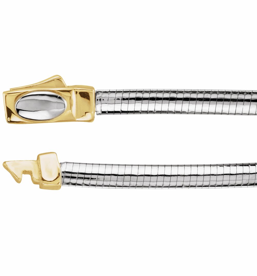 14K Yellow/White Gold 3 mm Reversible Omega 16" Chain