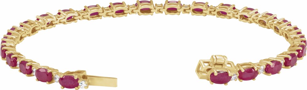 14K Yellow Gold Lab-Grown Ruby & 5/8 CTW Lab-Grown Diamond Line 7" Bracelet