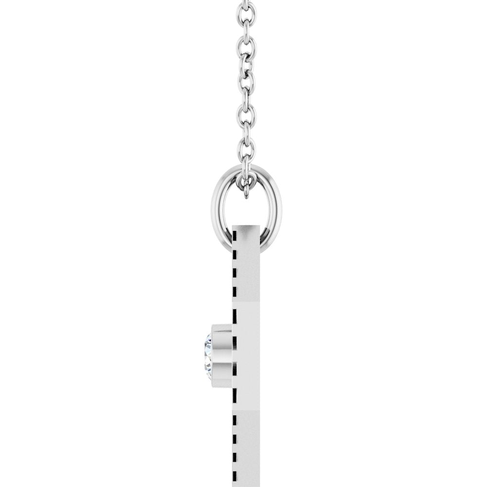 14K White Gold .06 CT Natural Diamond Medallion 16-18" Necklace