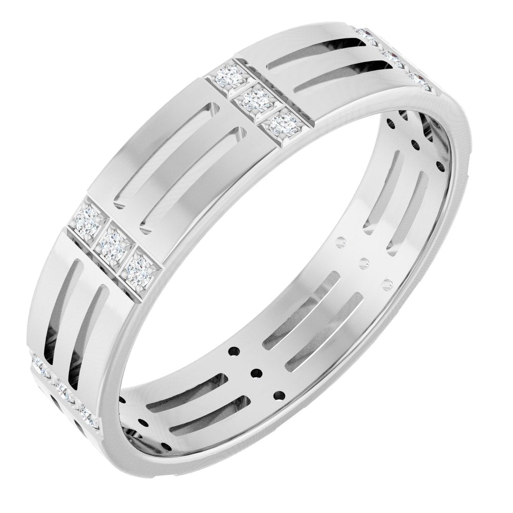 14K White 1/8 CTW Natural Diamond Eternity Band Size 10