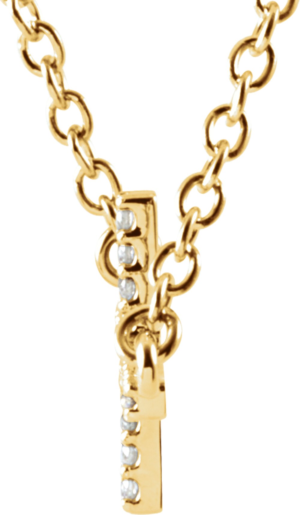 14K Yellow Gold .08 CTW Natural Diamond Sideways Cross 16-18" Necklace