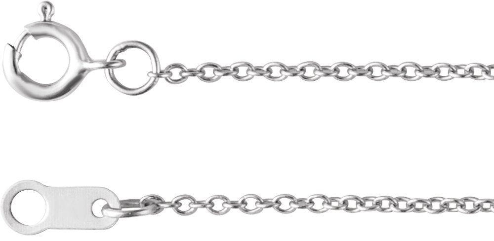10K White Gold 1 mm Cable 18" Chain