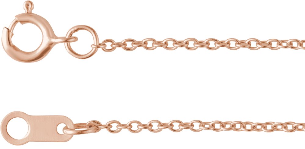 14K Rose Gold 1 mm Cable 18" Chain