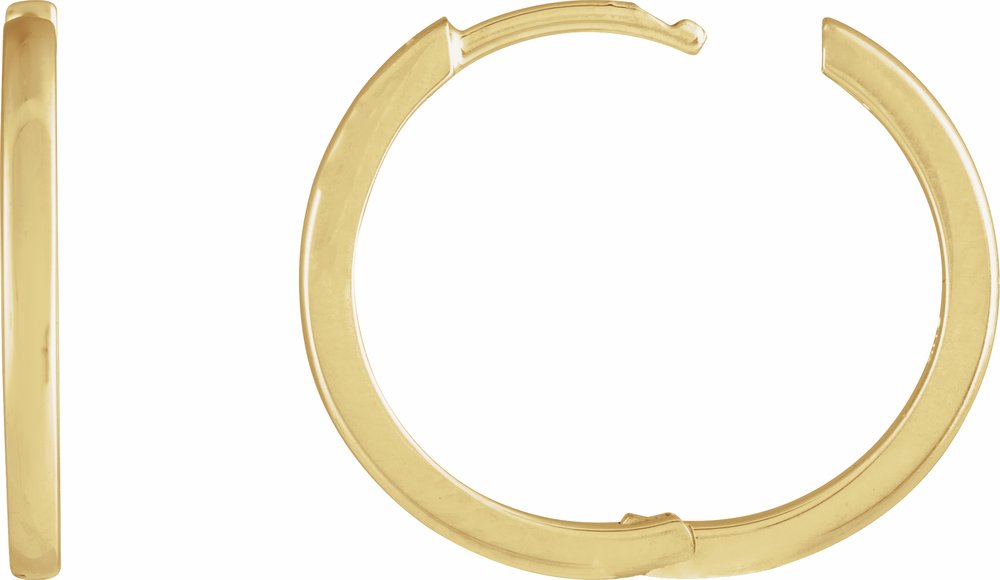 14K Yellow Gold Hinged 18 mm Hoop Earrings
