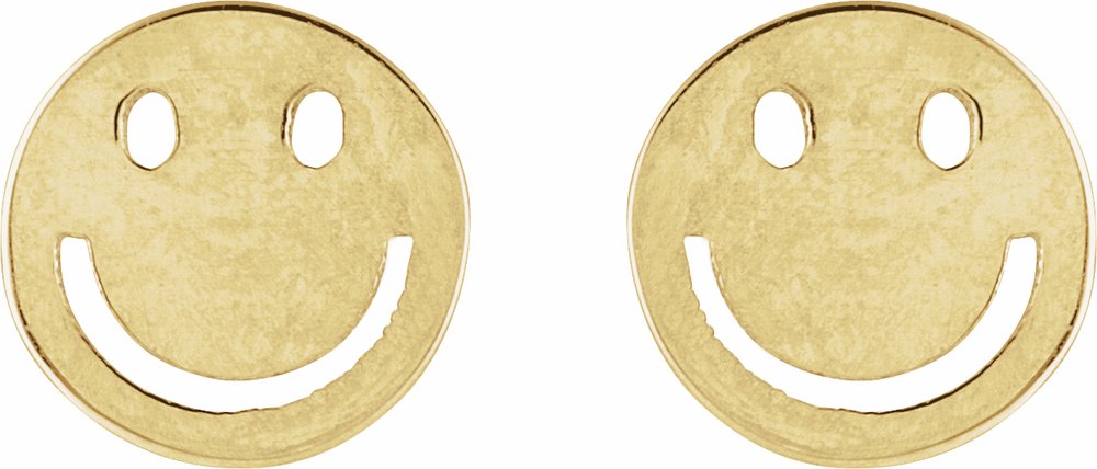14K Yellow 4 mm Smiley Face Friction Earrings
