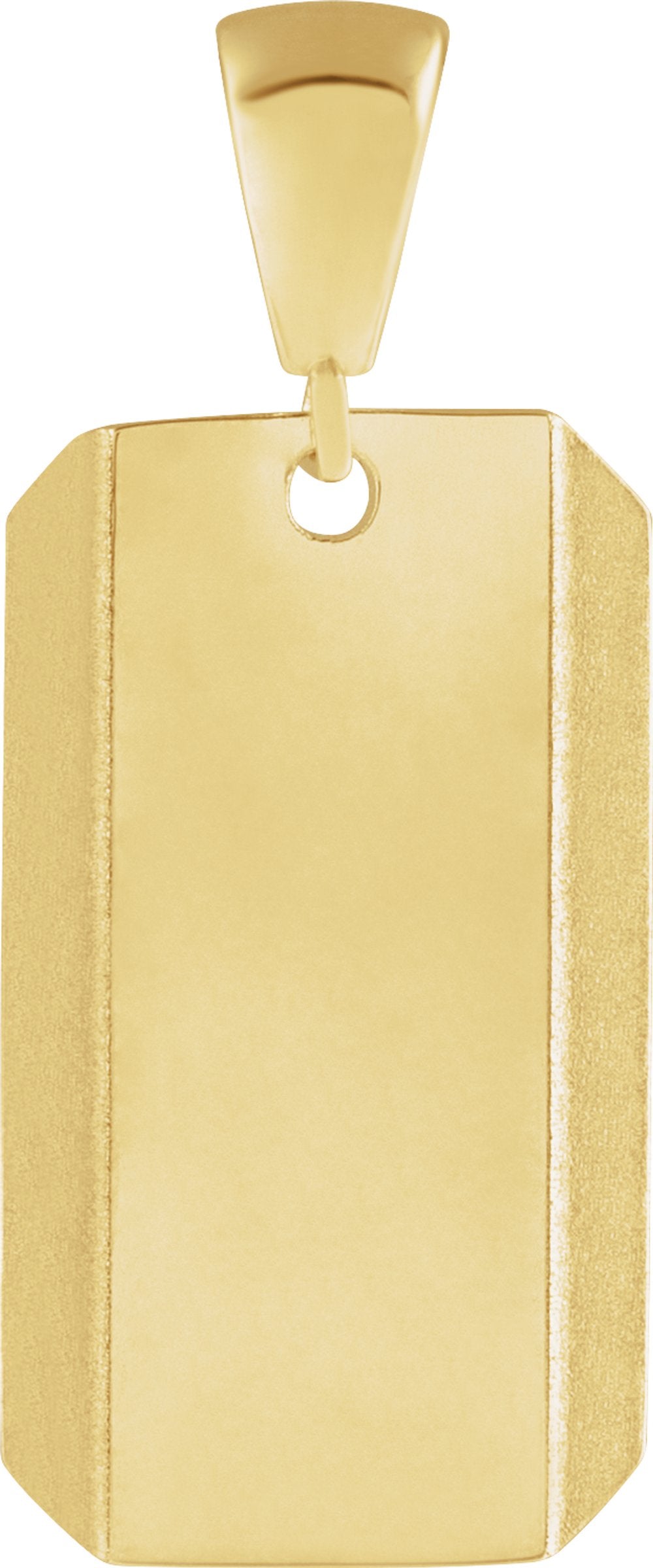14K Yellow Gold Engravable Dog Tag Pendant