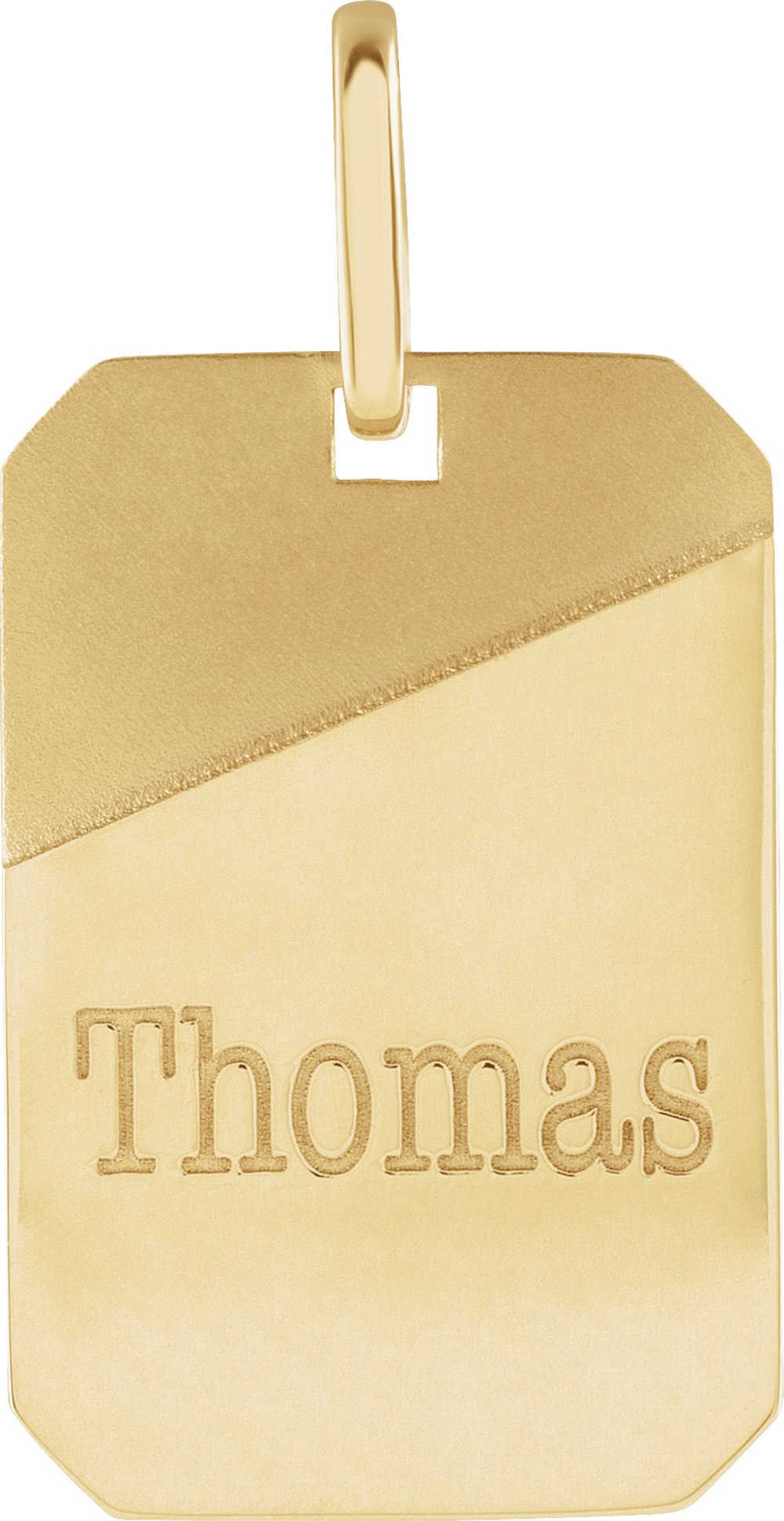 14K Yellow Gold Engravable Dog Tag Pendant