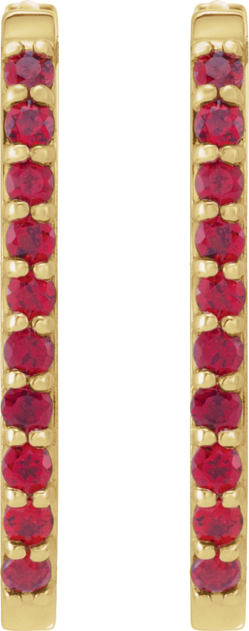 14K Yellow Gold Lab-Grown Ruby 20 mm Hoop Earrings