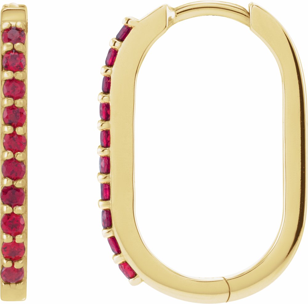 14K Yellow Gold Lab-Grown Ruby 20 mm Hoop Earrings