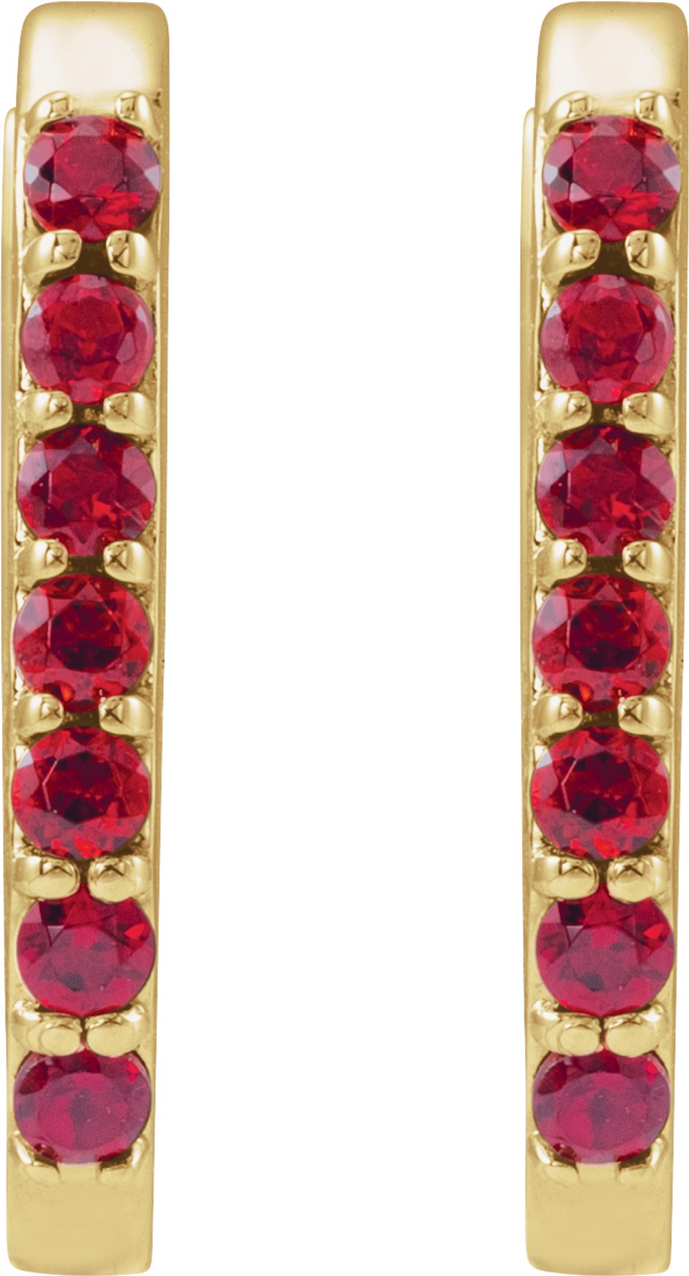 14K Yellow Gold Lab-Grown Ruby 14 mm Hoop Earrings