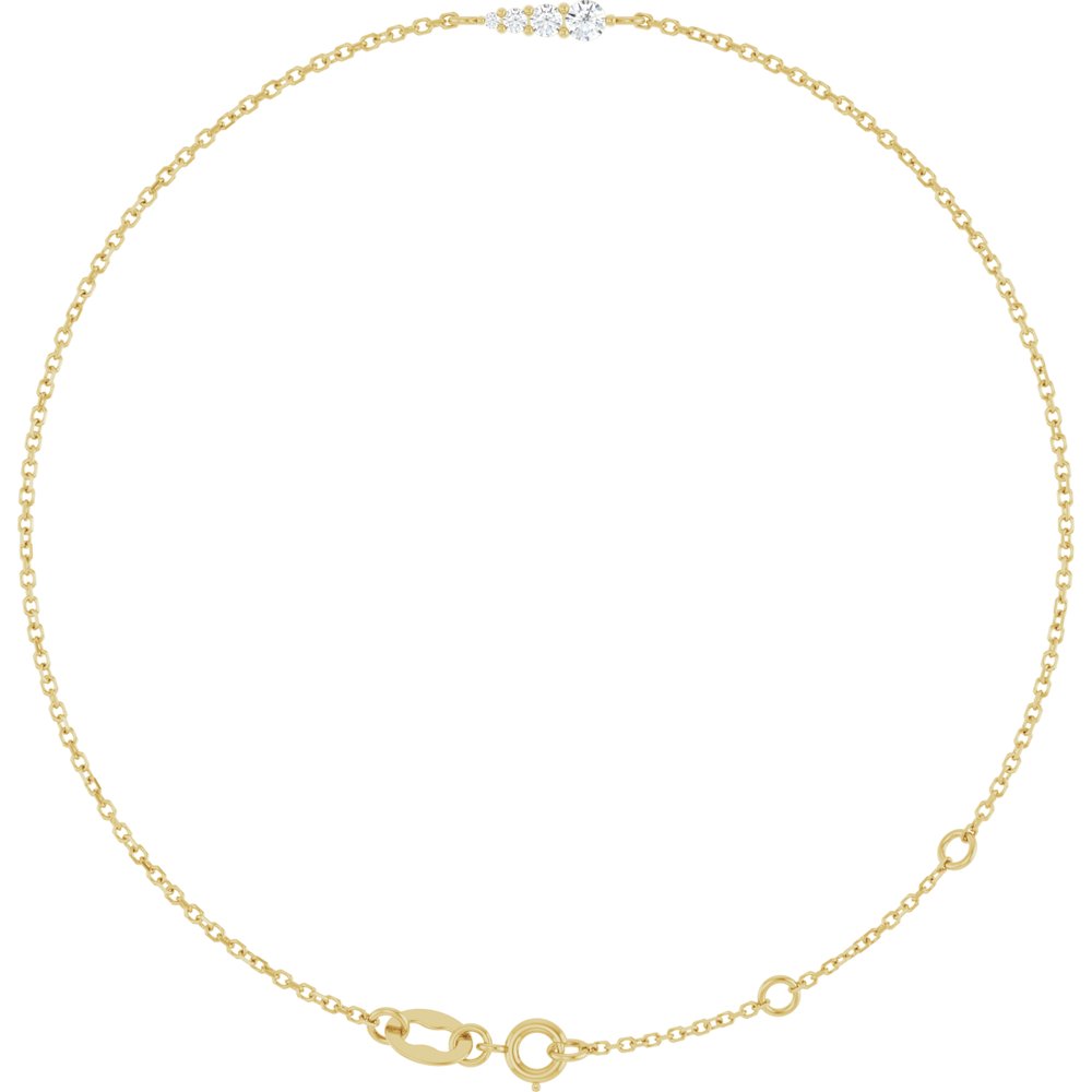 14K Yellow Gold 1/10 Natural Diamond Graduated 6 1/2-7 1/2" Bracelet