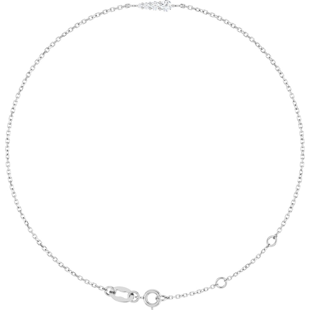 14K White Gold 1/10 Natural Diamond Graduated 6 1/2-7 1/2" Bracelet