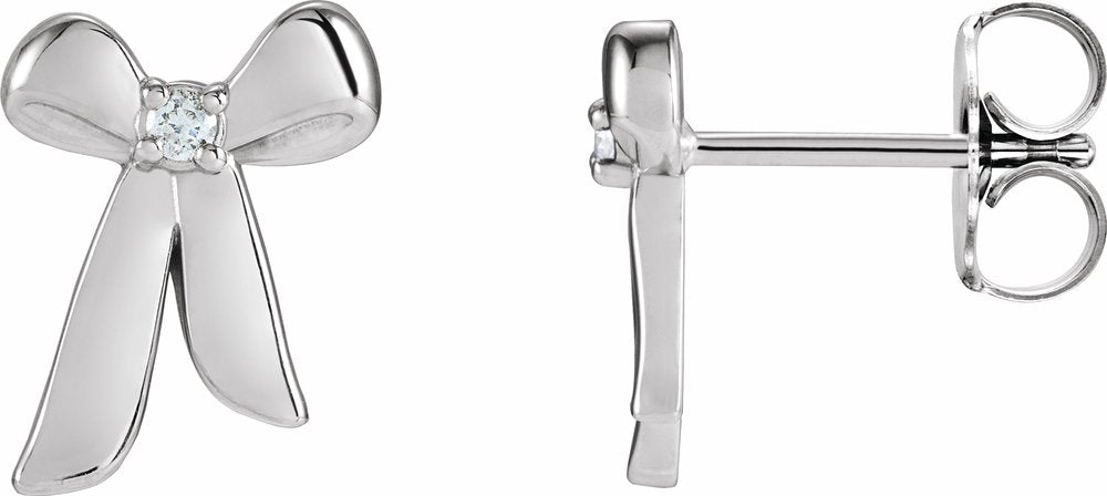14K White Gold .03 CTW Natural Diamond Bow Earrings