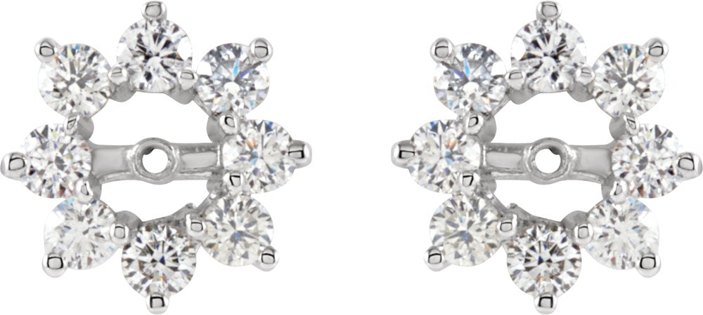 14K White Gold 1 1/8 CTW Diamond Earring Jackets with 4.5mm ID