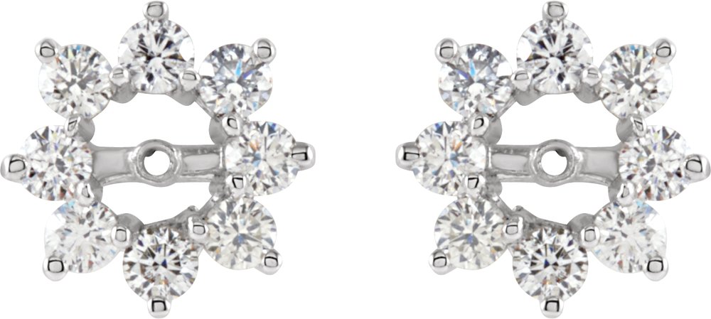 14K White 1 1/8 CTW Diamond Earring Jackets with 4.5mm ID