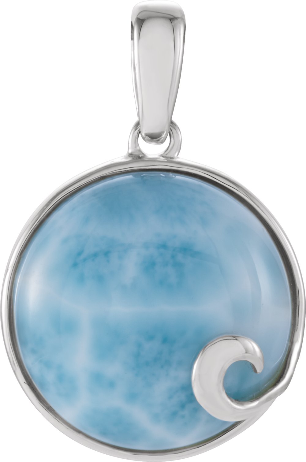 Sterling Silver Natural Larimar Cabochon Pendant