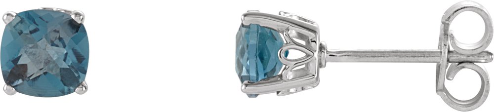 Sterling Silver Natural London Blue Topaz Scroll Setting® Earrings