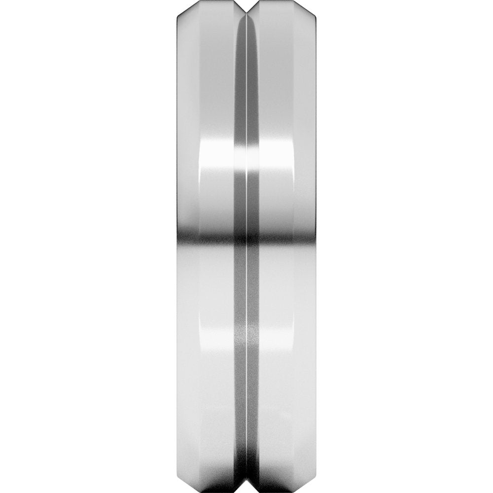 14K White Gold 6 mm Beveled-Edge Grooved Comfort-Fit Flat Band Size 7