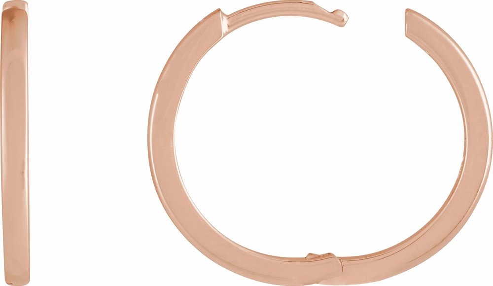 14K Rose Gold Hinged 18 mm Hoop Earrings